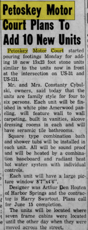 Petoskey Motel (Superior Motel, Petoskey Motor Court) - Apr 1955 Expansion
